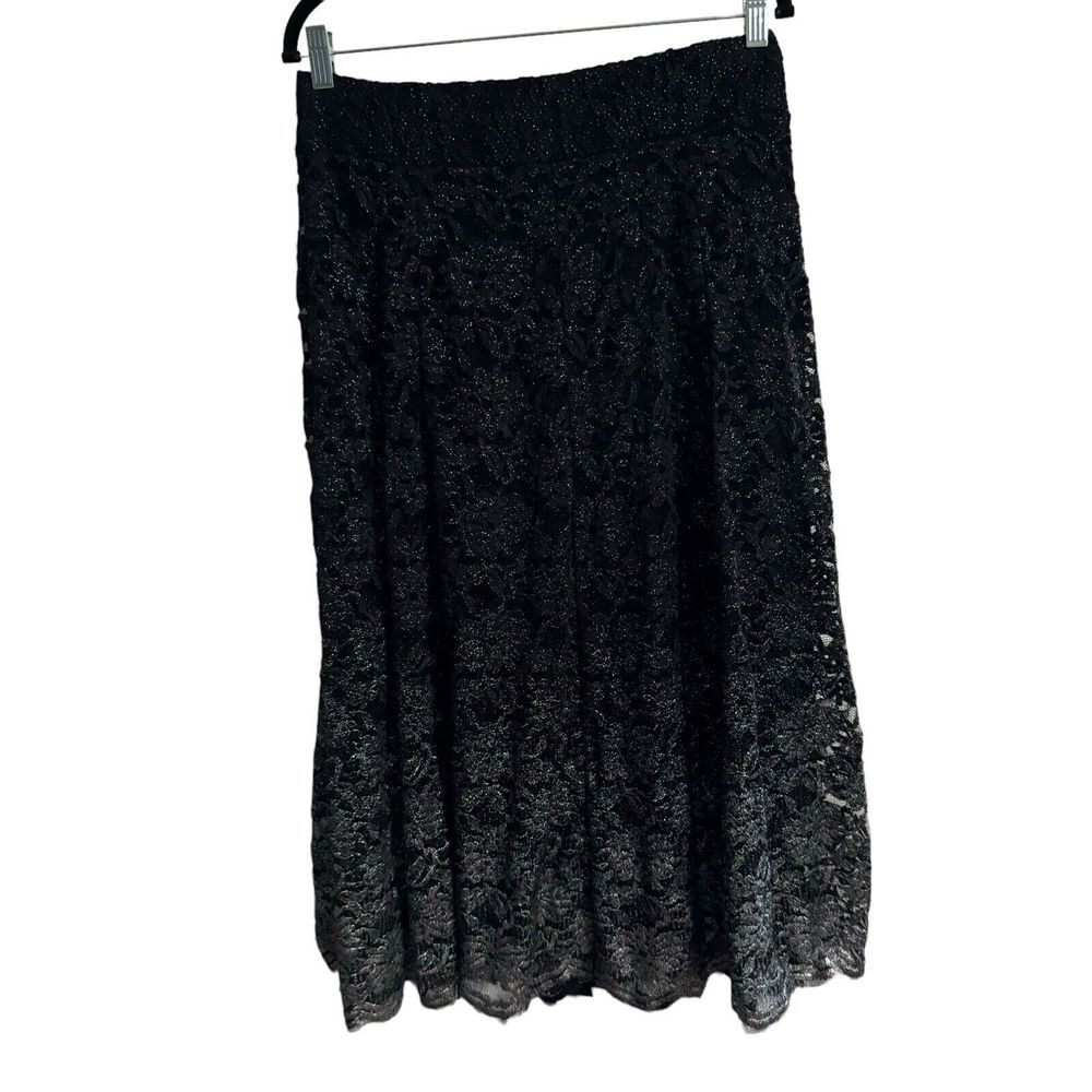 REBA Black Lace Lined Maxi Skirt Modest‎ Small Fairy Sparkly